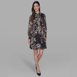 Karl Lagerfeld Paris Women's Printed Collared Shirt Dress